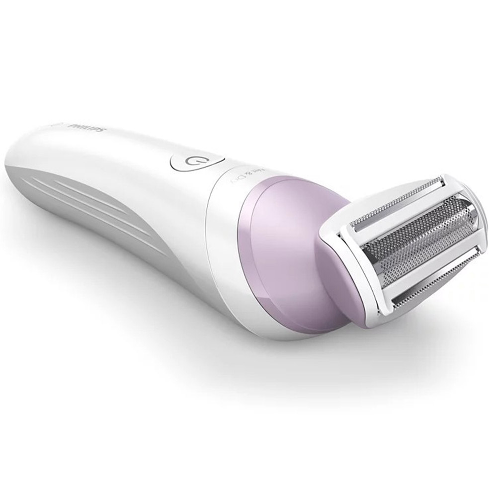 Epilator fara fir umed si uscat Philips Lady Shaver Seria 6000 BRL136/00, 10 ore incarcare, 40 min utilizare, Alb/Mov