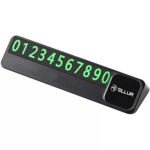 Suport numar telefon Tellur Basic pentru parcare temporara, plastic, Negru, TLL171231