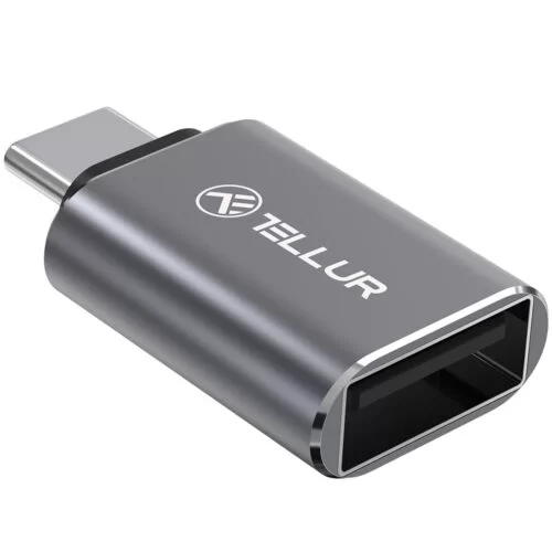 Adaptor Tellur, USB-C la USB-A, 3A, viteze de transfer de pana la 10Gbps, gri, TLL155691