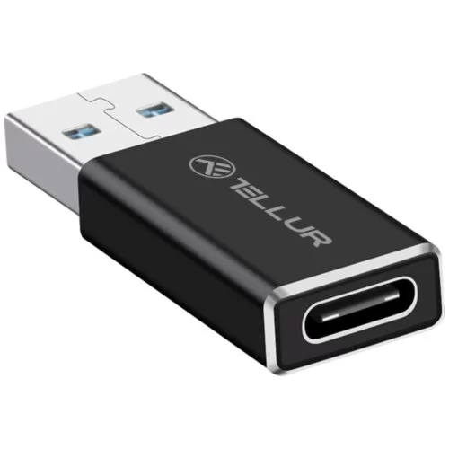Adaptor USB-A la USB-C Tellur, 3A, viteze de transfer de pana la 480Mbps, Negru, TLL155681