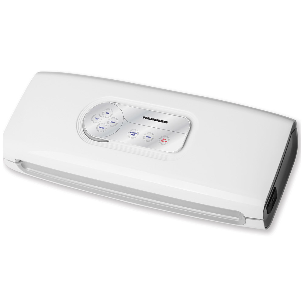 Aparat de vidat si sigilat Heinner HAV-140WH, vidare uscata/umeda, Doua moduri normal/delicat, Rola pungi inclusa 20x200 cm, 140W, Alb