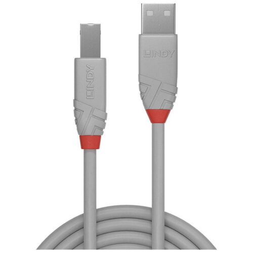 Cablu Lindy USB 2.0 Tip A la Tip B, Anthra Line, Gri, 2m, LY-36683