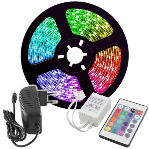 Kit Banda LED RGB Vivalux Bagra DJ, 5 metri, 36W, 230V, lumina alba si color, 15000h, IP20, telecomanda si controler muzical incluse