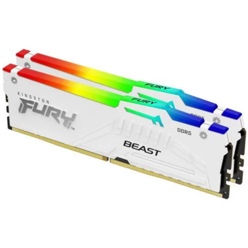 Kit Memorie Kingston Fury Beast RGB White, 64GB, DIMM, DDR5, 5600MHz, CL36, Dual Channel, KF556C36BWEAK2-64