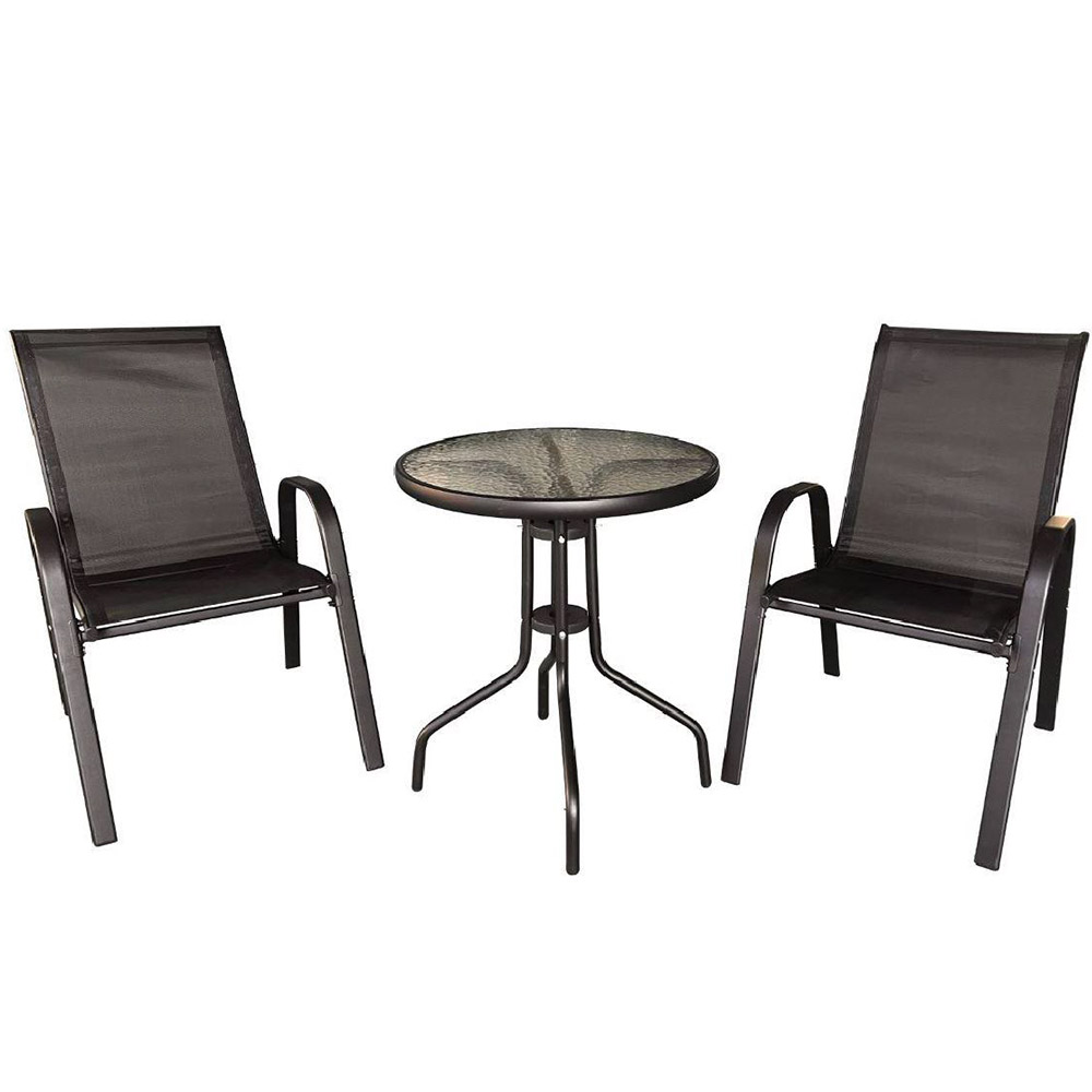 Set 2 Scaune si Masa Heinner Savona, Negru, DSMT001