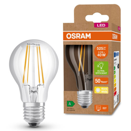Bec LED Osram Classic A60, Ultra Efficient Light, E27, 2.5W, 525 lm, Lumina calda, 000004099854009952