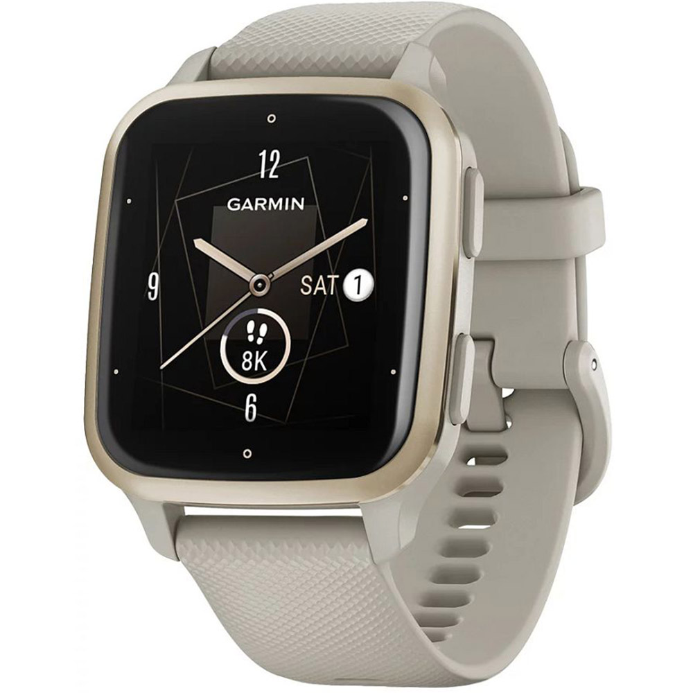Ceas smartwatch Garmin Venu Sq 2, Music Edition, French Gray/Cream Gold