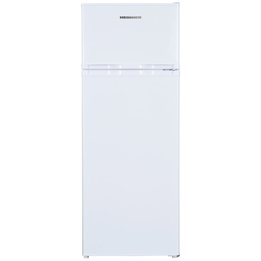 Frigider cu doua usi Heinner HF-H2206E++, 206 l, Lumina LED, 3 rafturi de sticla, H 143 cm, Usi reversibile, Alb