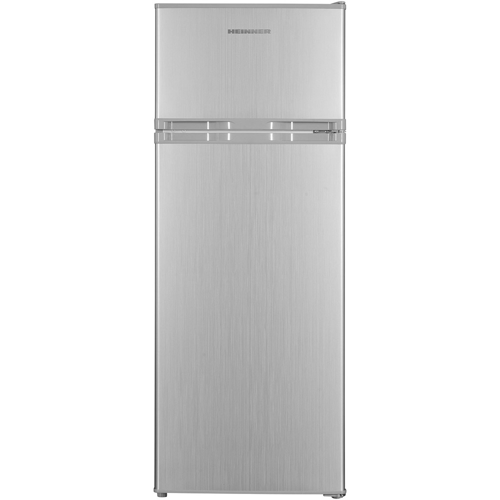 Frigider cu doua usi Heinner HF-H2206SE++, 206 l, Lumina LED, 3 Rafturi sticla, H 143 cm, Argintiu