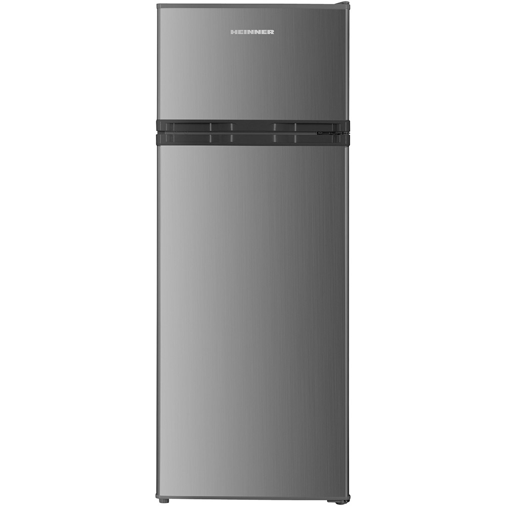 Frigider cu doua usi Heinner HF-H2206XE++, 206 l, Lumina LED, Rafturi sticla, H 143 cm, Inox