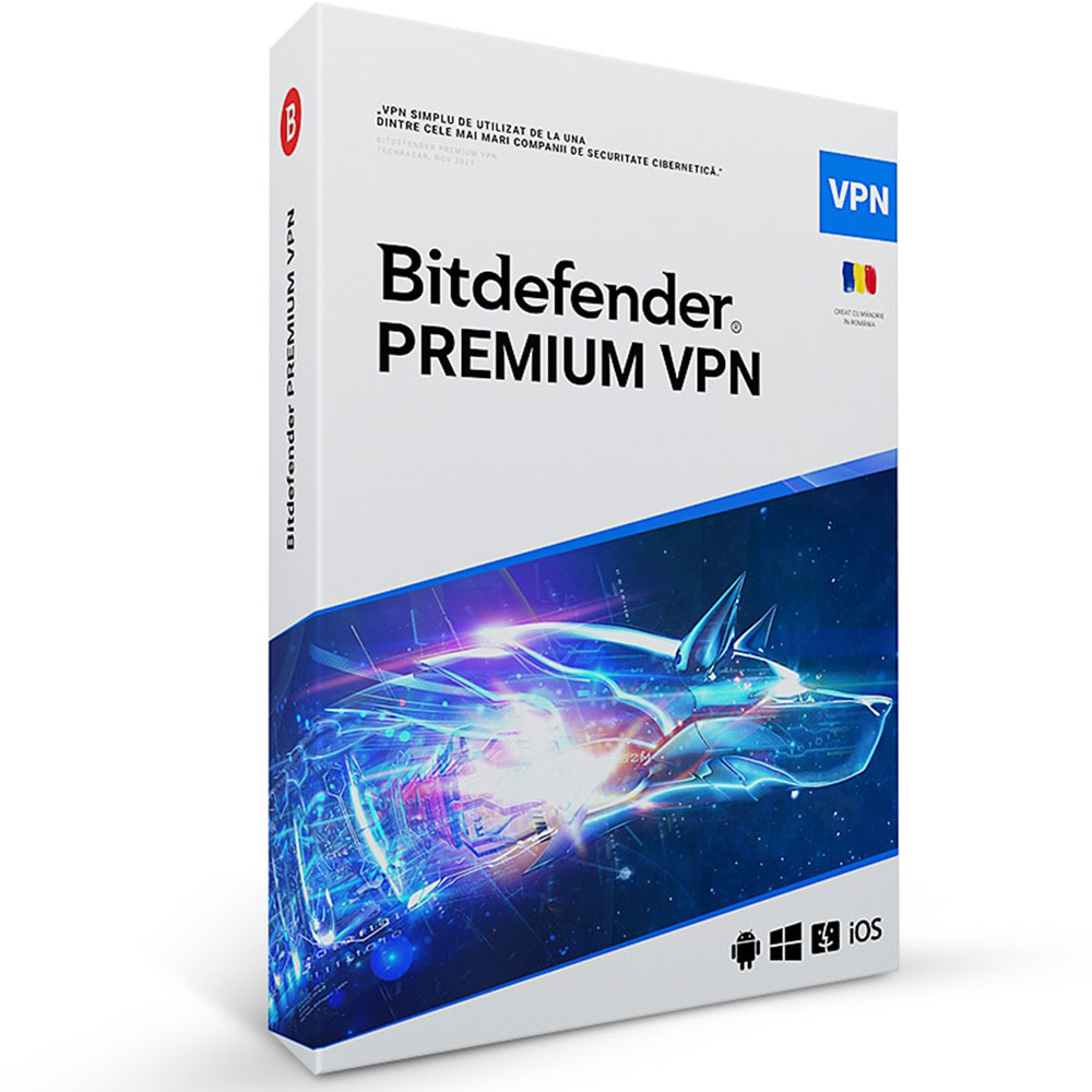 Licenta Retail Bitdefender Premium VPN, 1 an, 10 dispozitive, New