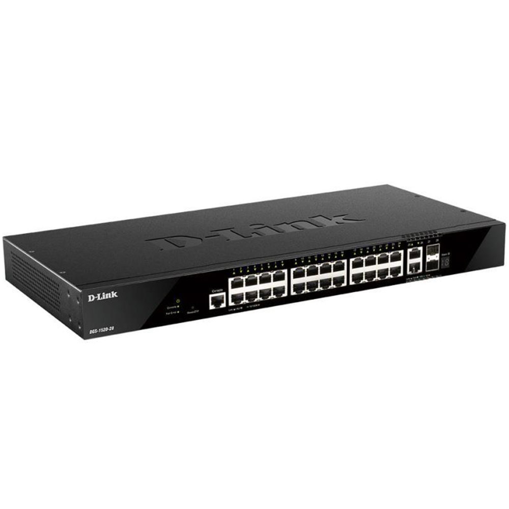 Switch D-Link DGS-1520-28, 28 porturi Gigabit, Capacitate 128 Gbps, 30.4W