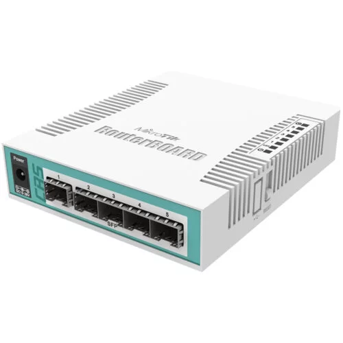 Switch Mikrotik Cloud Router CRS106-1C-5S, 5 x porturi SFP, 1 x port combo SFP/RJ45 gigabit, RouterOS L5