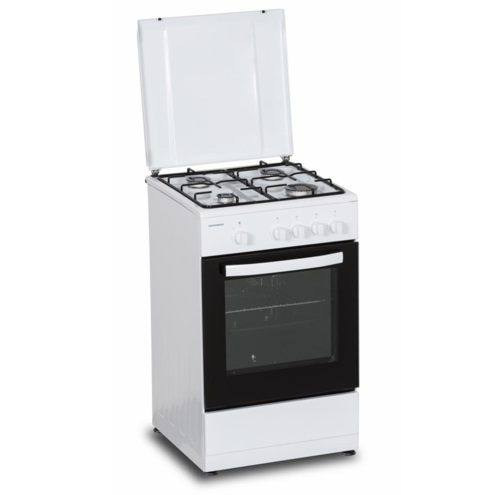 Aragaz pe gaz Heinner HFSC-SME50WH, 4 arzatoare, capac metalic, 50x50 cm, duze GPL incluse, Alb