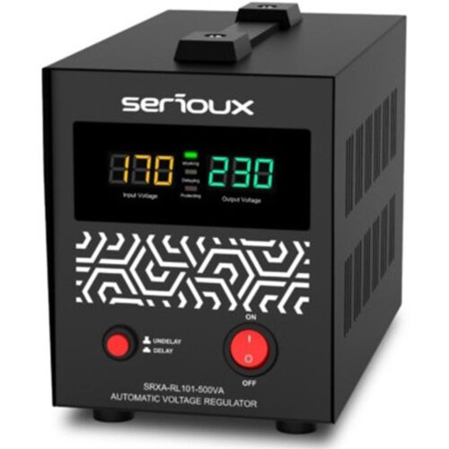 Stabilizator automat de tensiune cu releu Serioux SRXA-RL101-500VA, 500VA, IP20, Protectie la variatiile de tensiune