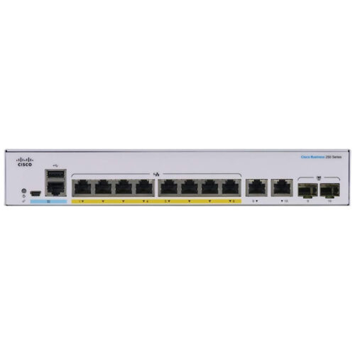 Switch Cisco CBS250-8P-E-2G, 8 Porturi, SFP, 800MHz ARM, 512MB DRAM, 220V, Alb
