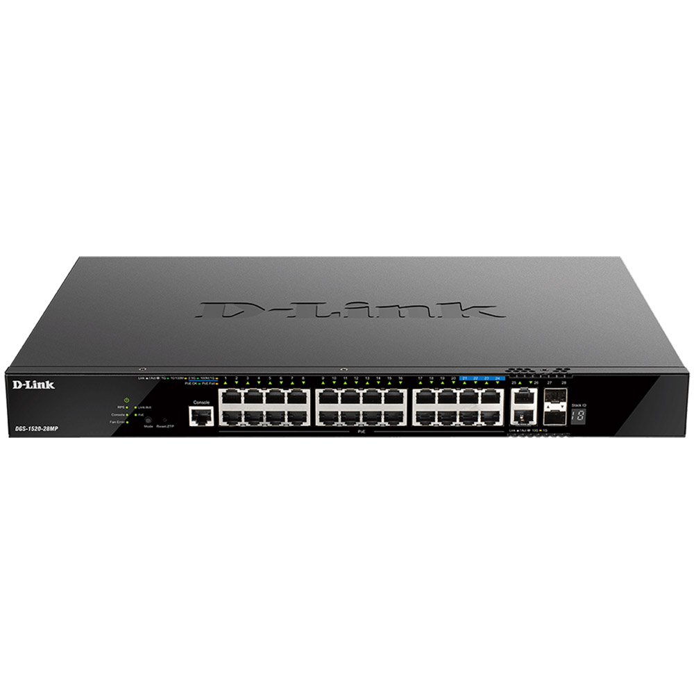 Switch D-Link DGS-1520-28MP, 28 porturi Gigabit, 128Gbps, 370W