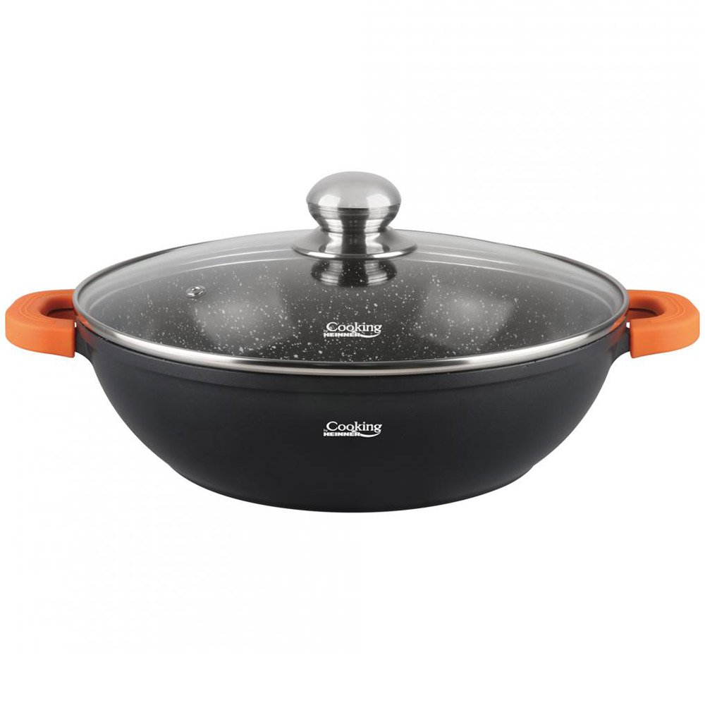 Cratita cu capac Cooking by Heinner, 28x8cm, 4.1L, Dark Line, Aluminiu, Negru