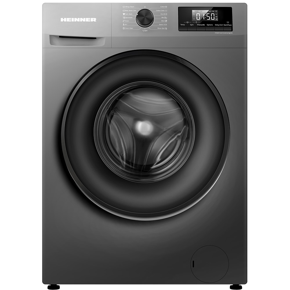 Masina de spalat rufe Heinner HWM-H7014IVSMTC+++, 7 kg, 1400 rpm, Clasa C, Motor Inverter, Display digital, Blocare acces copii, Gri
