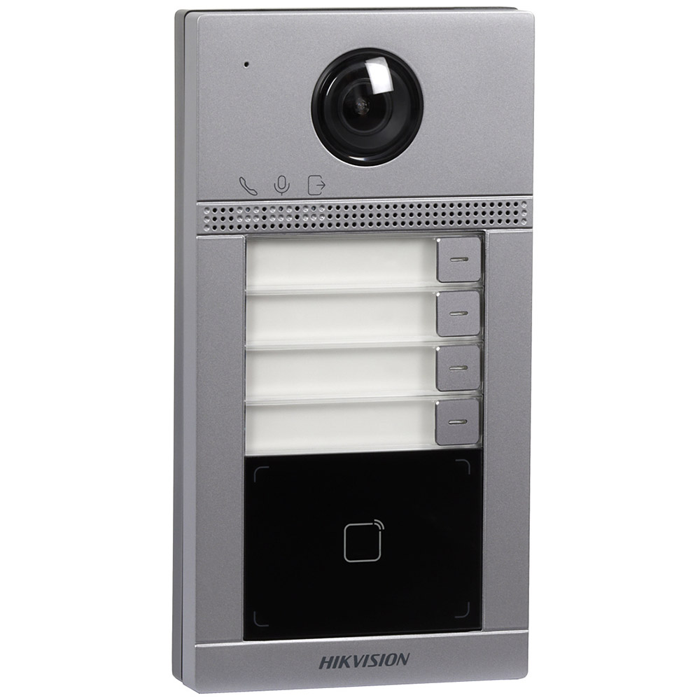 Post videointerfon de exterior Hikvision DS-KV8413-WME1, camera 2MP, IR 3m, IP65m IK08, comunicare audio bidirectionala, WiFi, Argintiu