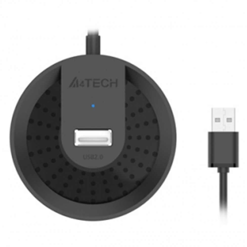 HUB extern A4TECH HUB-20, USB 2.0 x 4, Cablu 1.5 m, Negru, HUB-20-BK