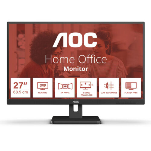 Monitor AOC Q27E3UAM, 27 inch, QHD, IPS LED, 75Hz, 4ms, DisplayPort, HDMI, Negru