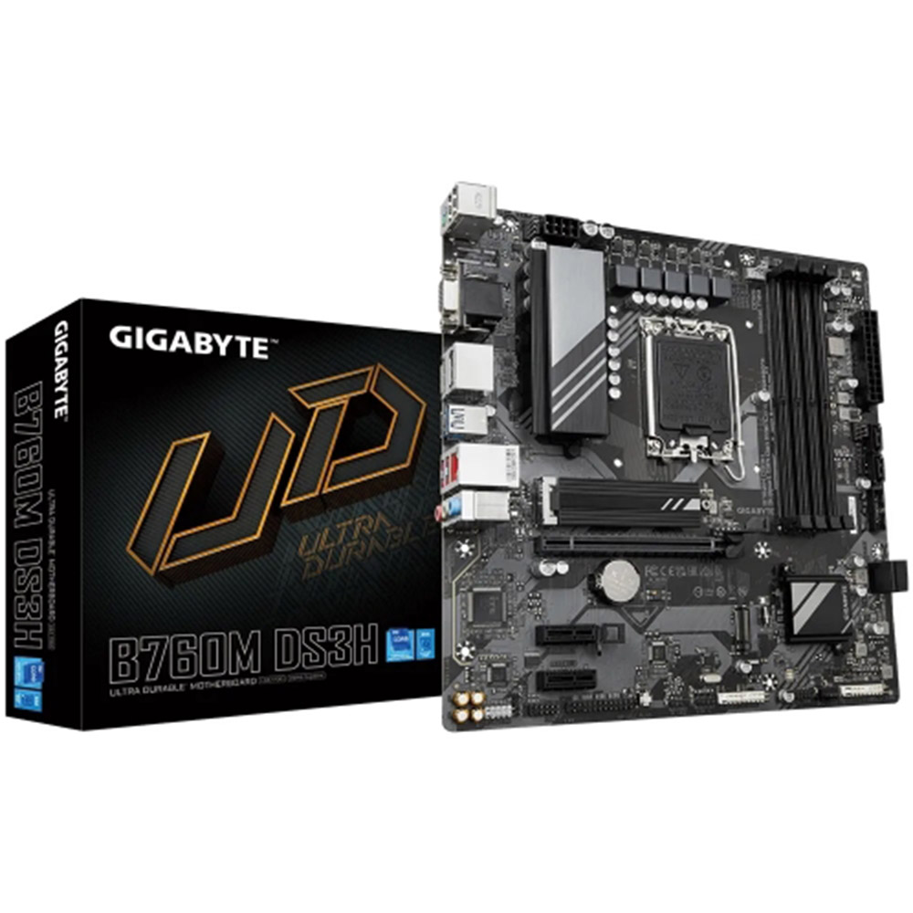 Placa de baza Gigabyte B760M DS3H, DDR4, DIMM, LGA1700, HDMI, DP, PCIe