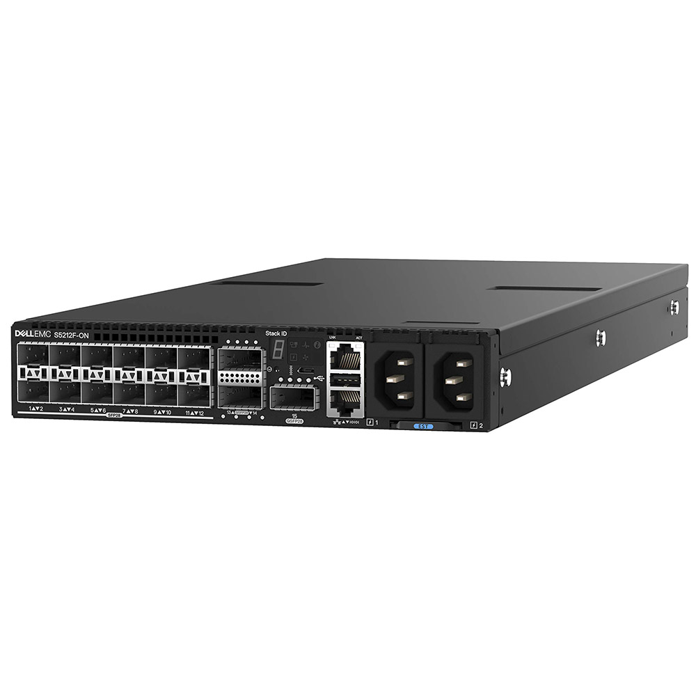 Switch Dell EMC S5212F-On, 12 porturi 25GbE SFP28, 3 porturi 100GbE QSFP28, IO to PSU, Negru