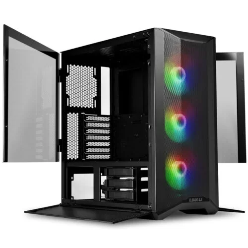 Carcasa PC Lian Li Lancool II Mesh C RGB Black, Iluminare RGB, E-ATX, Mid Tower, Negru