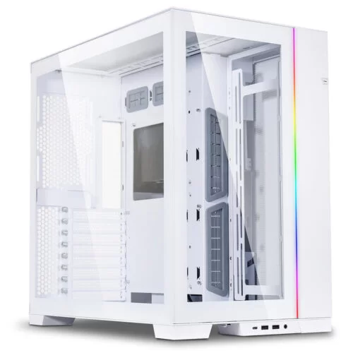 Carcasa PC Lian Li O11 Dynamic, Iluminare RGB, E-ATX, Mid Tower, Alb, O11DEW