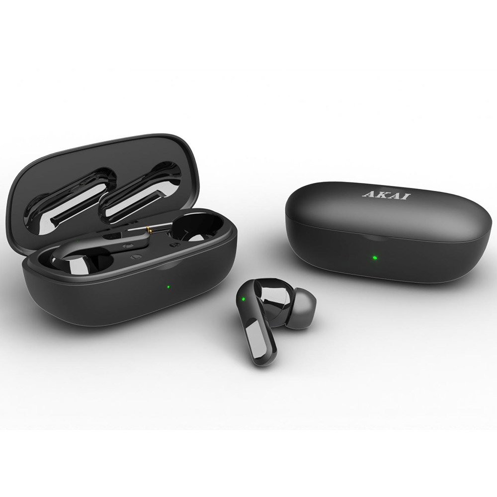 Casti Akai BTJE-J20ANC Wireless, Bluetooth 5.3, 500mA, capacitate baterie in standby pana la 240 ore, Negru
