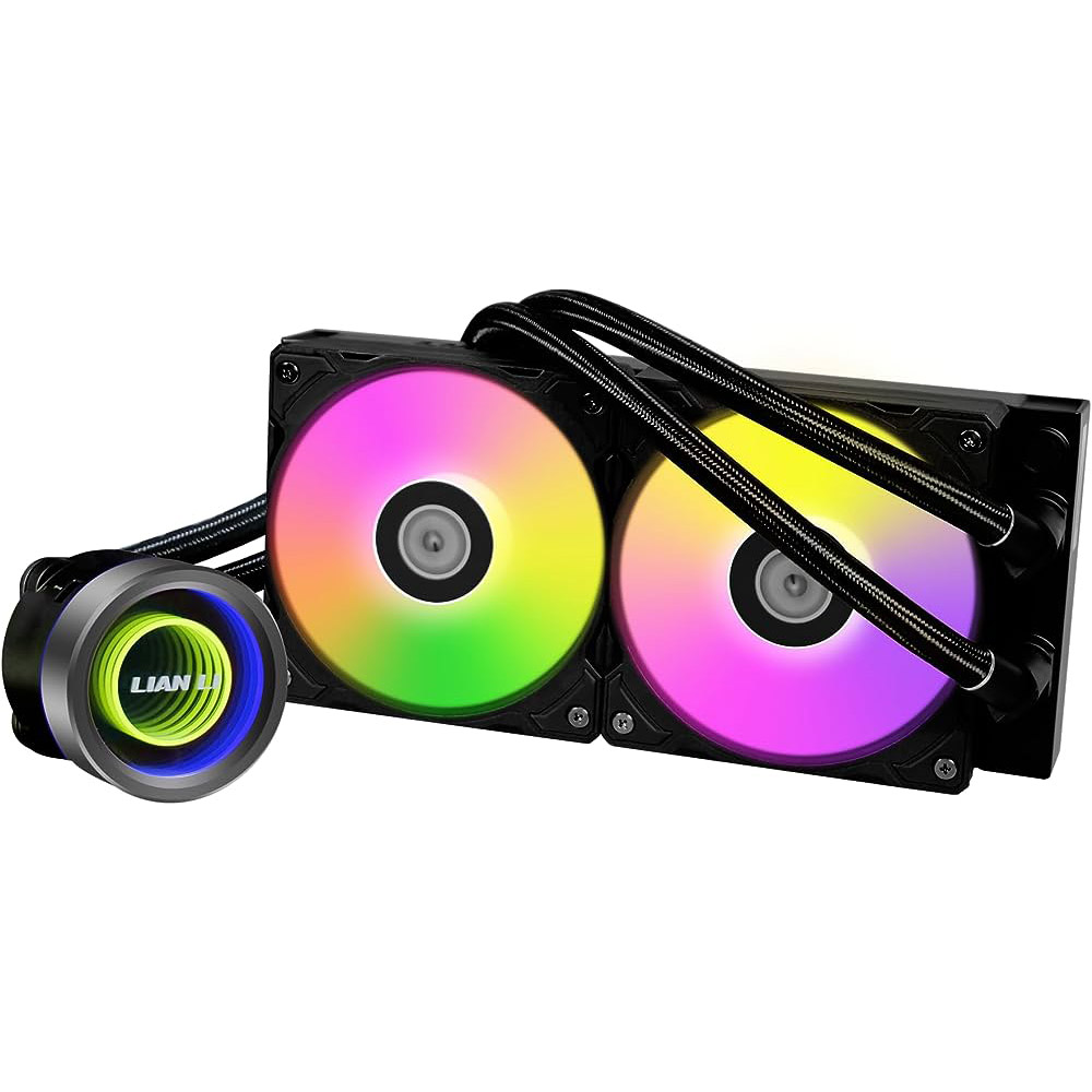 Cooler procesor Lian Li Galahad II 240 Trinity ARGB, 2 Ventilatoare 120mm, Tip racire lichida, 39dB, Iluminare RGB, Negru, GA2T24B