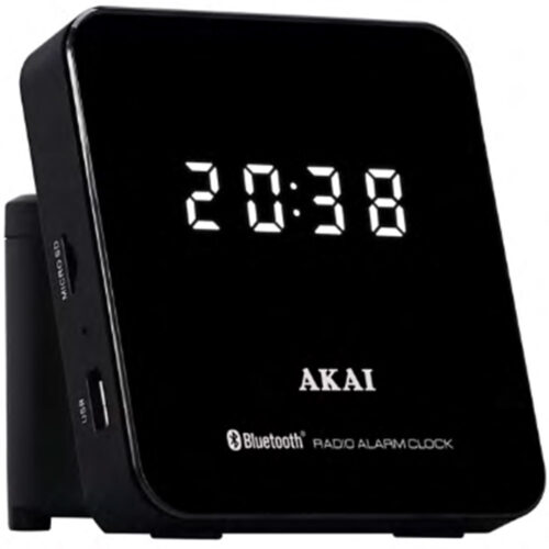 Radio cu ceas Akai ACRS-4000, Bluetooth 5.0, Display 0.6 inch LED, 2.5W RMS, Negru