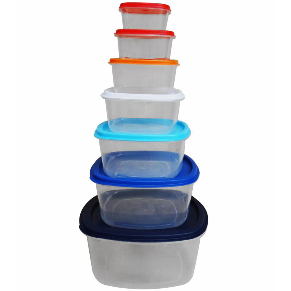 Set 7 caserole patrate Vanora, cu capac, plastic, VN-PW-7PC513