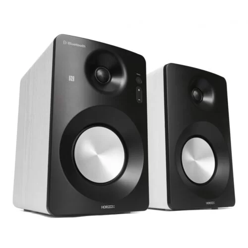 Active Hi-Fi Monitor Speakers HAV-M1100W / System 2.0  w/ Metallic Cone / 60W (30W x2) / Optical / Coaxial / AUX / USB Playback & Charger / NFC & BT 3.0 / Bass & Treble Knobs / Impedance: 8Ω x2 / White
