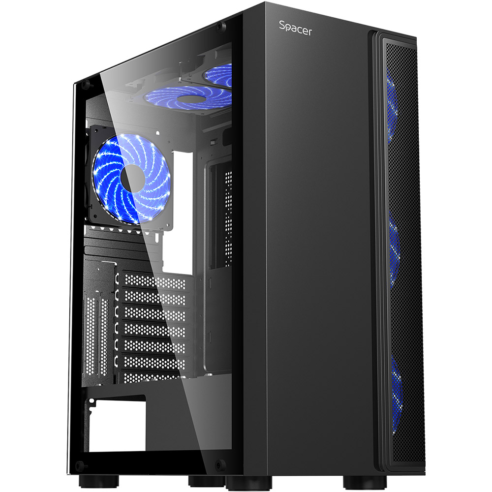 Carcasa PC Spacer Ice Hero, Mid Tower, 6 Ventilatoare, ATX, Negru, SPCS-GC-ICE-HERO