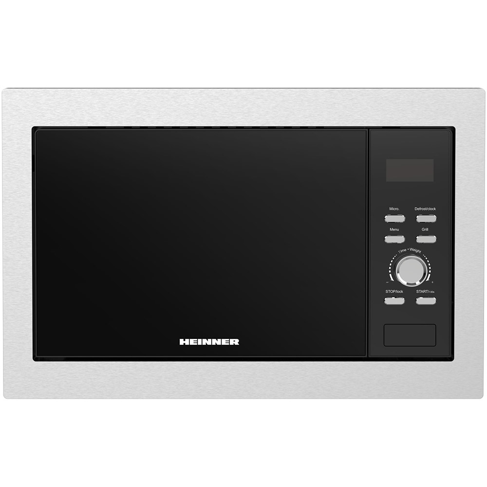 Cuptor cu microunde incorporabil Heinner HMW-BI2360SS, 23 l, Control digital, Display LED, Timer, Grill, Blocare acces copii, Inox