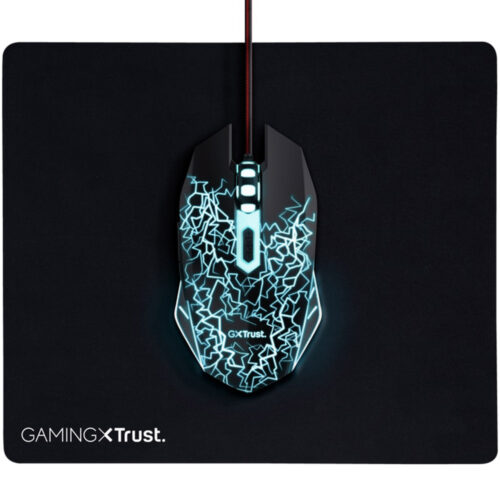 Kit Trust Basics gaming, Mouse rezolutie 4000 DPI + Mousepad, Negru, TR-24752