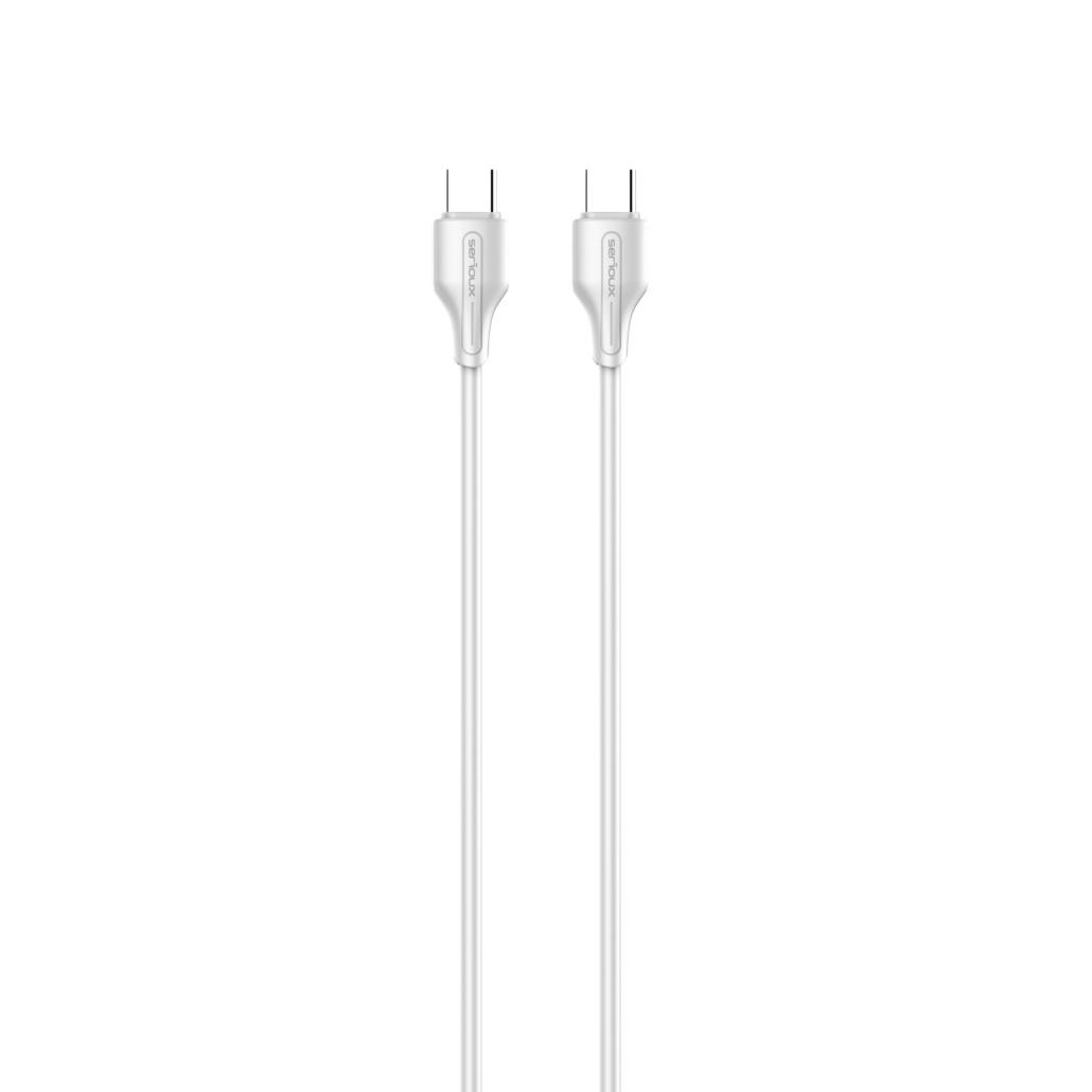 Cablu Serioux TYPE-C - TYPE-C Lungime: 100 cm Ieșire: 65W Tip cablu: USB-C la USB-C Culoare: Alb Funcție: încărcare și sincronizare