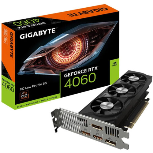 Placa video Gigabyte GeForce RTX 4060 OC Low Profile, 8GB, 128 bit, GDDR6, PCIe 4.0, DisplayPort, HDMI, GV-N4060OC-8GL
