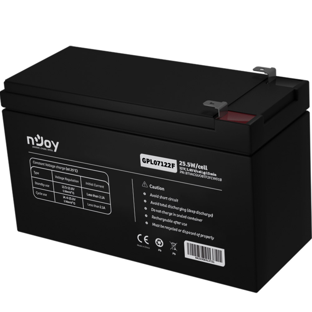Acumulator nJoy GPL07122F 12V 25.5W/celula, BTVACGUOBTF2FCW01B