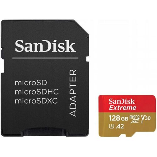 Card de memorie SanDisk Extreme, 128GB, Clasa 10, include adaptor SD, SDSQXAA-128G-GN6AA