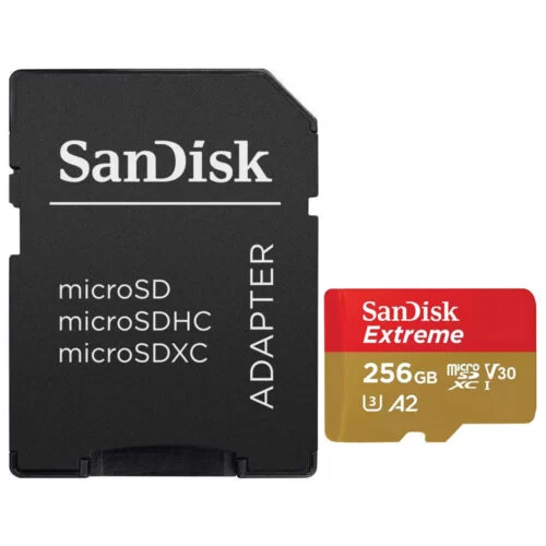 Card de memorie SanDisk Extreme, 256GB, Clasa 10, include adaptor SD, SDSQXAV-256G-GN6MA