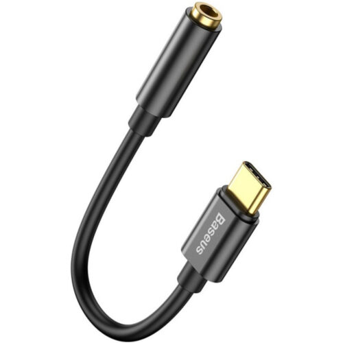 Cablu Adaptor Audio Baseus USB Type C la Jack 3.5mm, 10.5 cm, Negru, CATL54-01