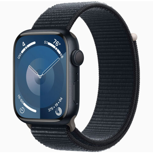 Ceas Apple Watch S9 GPS, 45mm, Carcasa aluminiu, Curea Midnight Sport , MR9C3