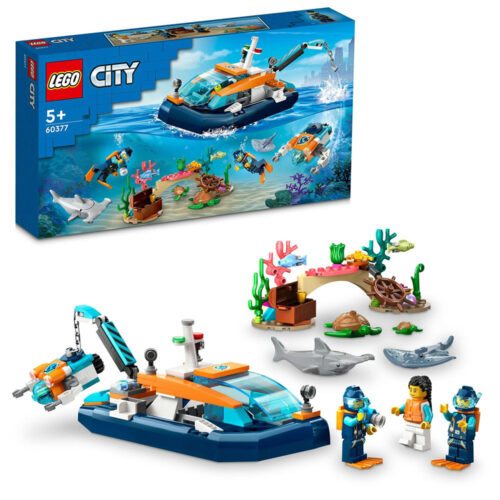 Lego City Barca pentru scufundari de explorare 60377, 182 piese, LEGO60377