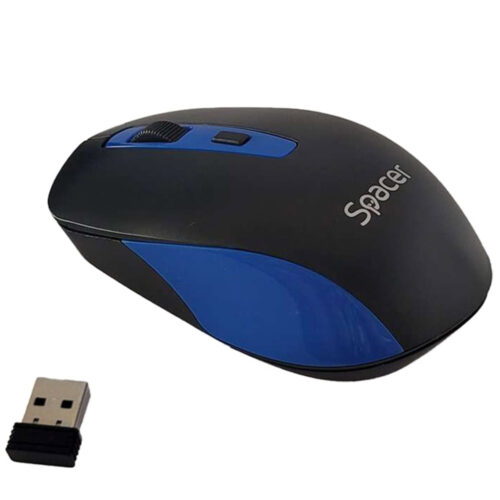 Mouse Spacer PC sau NB, Wireless, 2.4GHz, Optic, 1600 dpi, Butoane/scroll 4/1, Negru Albastru, SPMO-WS01-BKBL
