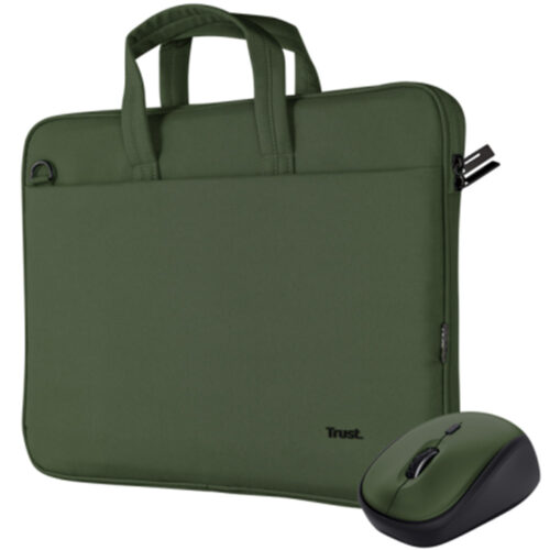 Kit Geanta de laptop Trust Bologna pentru laptop-uri de pana la 16 inch, Mouse wireless, Verde