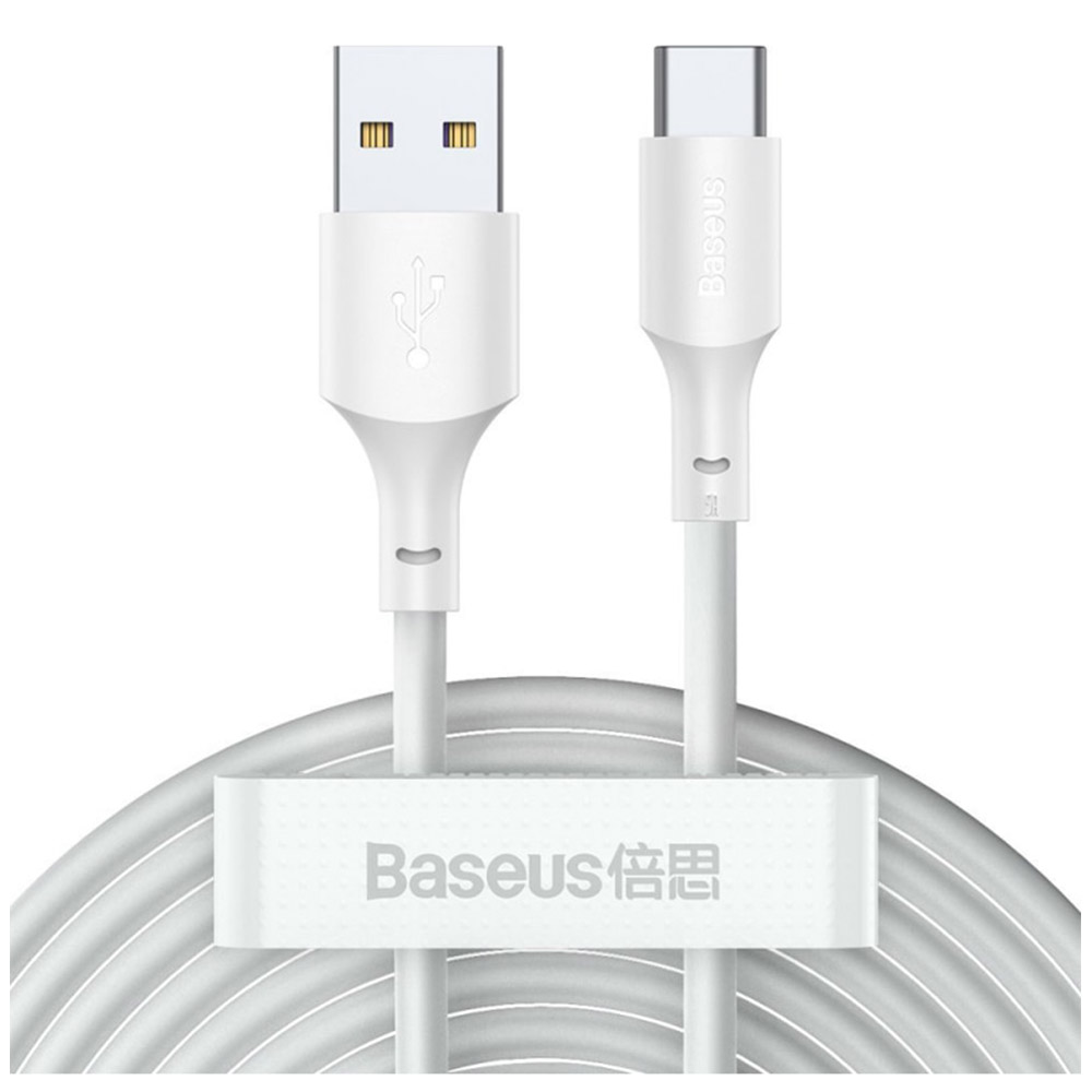Cablu alimentare si date Baseus Simple Wisdom, Fast Charging, USB la USB Type-C, 5A, 1.5m, Alb, TZCATZJ-02