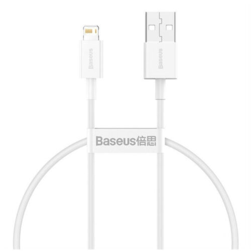 Cablu alimentare si date Baseus Superior, Fast Charging, USB la Lightning, 2.4A, 0.25m, Alb, CALYS-02